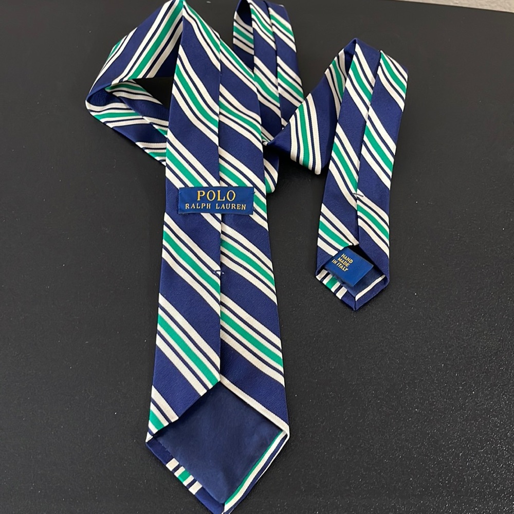 Vintage Polo Ralph Lauren tie  green and blue stripes